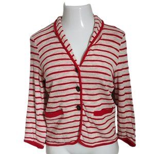 Mirror/Dash Red and White Striped Knit Blazer